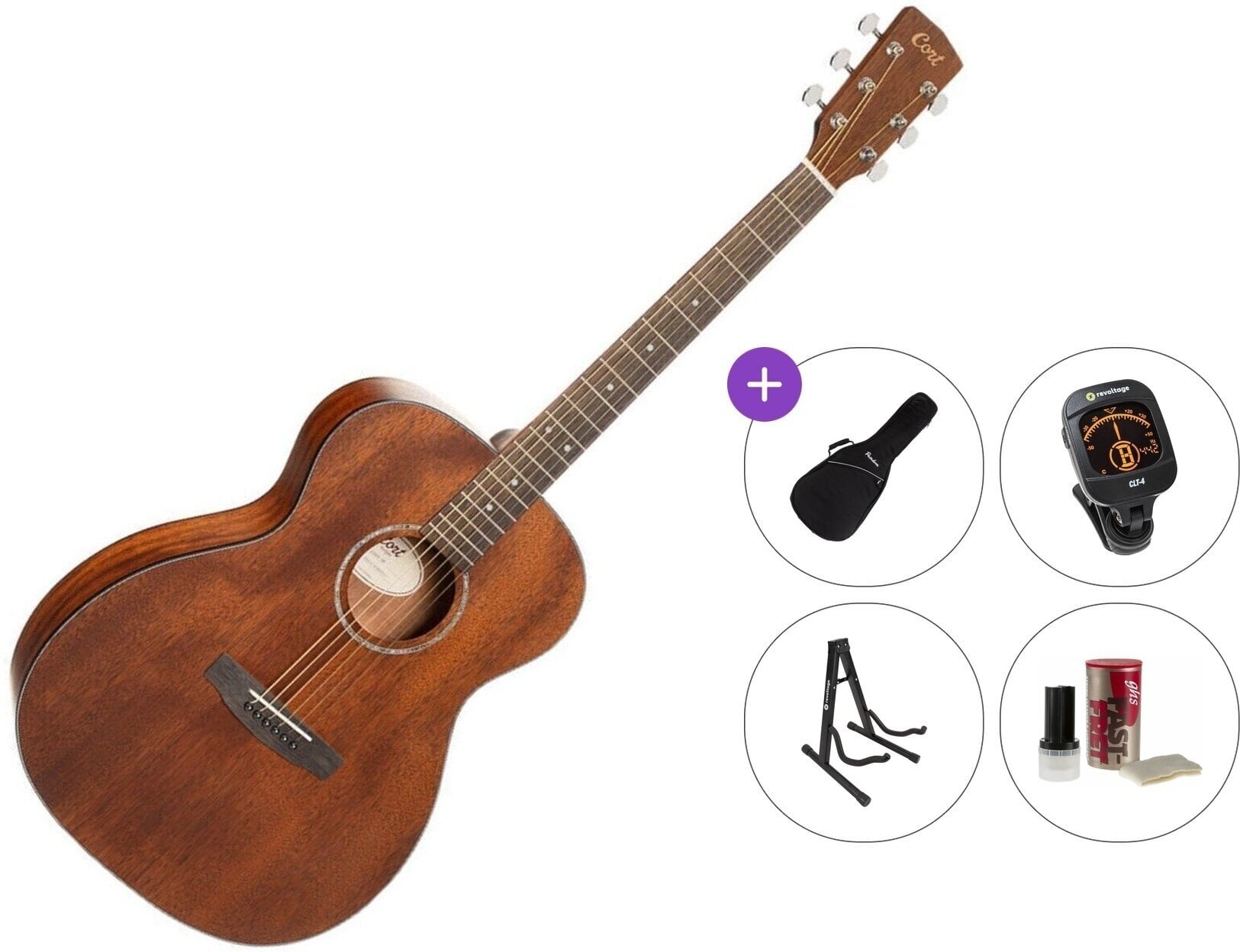 Chitarra Acustica Jumbo Cort L60M Premium SET Open Pore Chitarra Acustica Jumbo