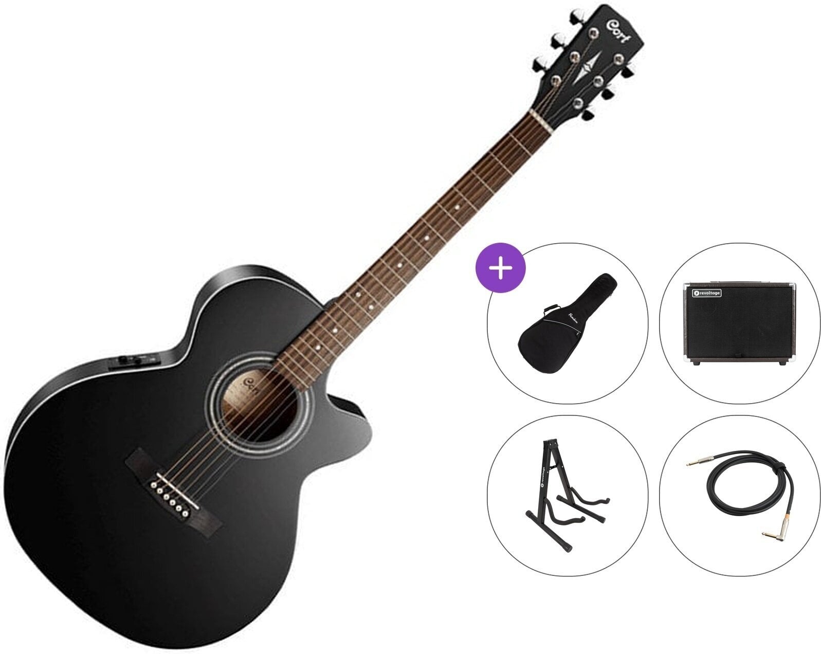 Elektro-akustična jumbo gitara Cort SFX-ME Premium SET Black Satin Elektro-akustična jumbo gitara