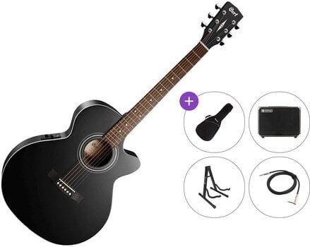 Elektro-akustična jumbo gitara Cort SFX-ME Premium SET Black Satin Elektro-akustična jumbo gitara - 1