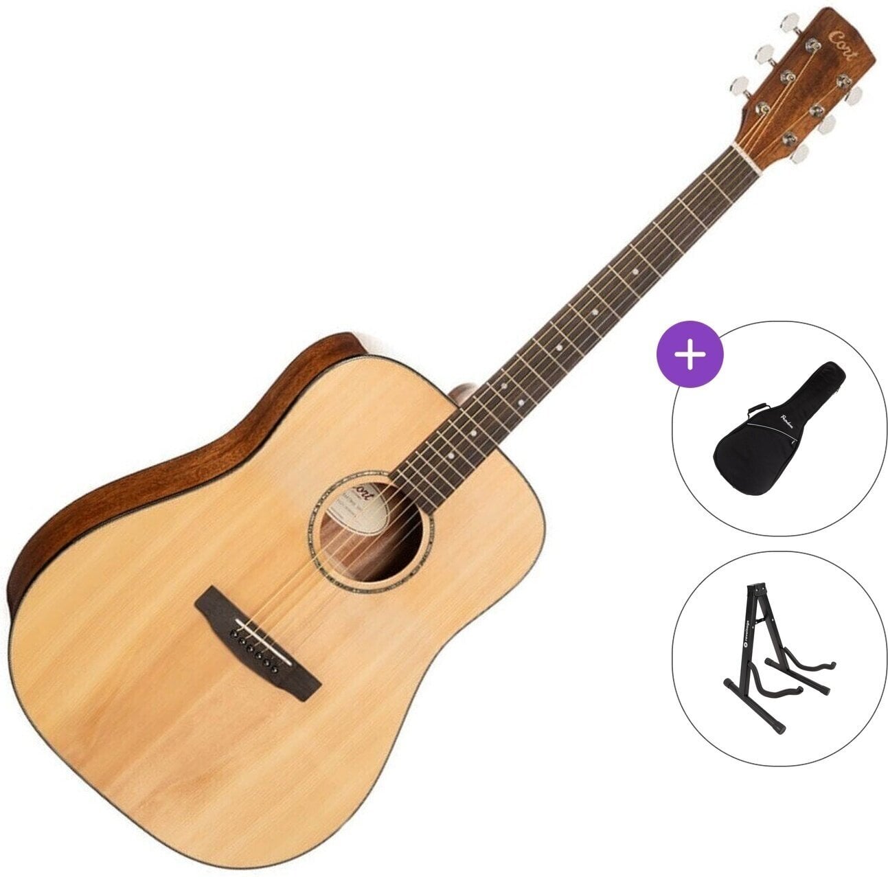 Akustikgitarre Cort EARTH 60 Standard SET Natural Gloss Akustikgitarre