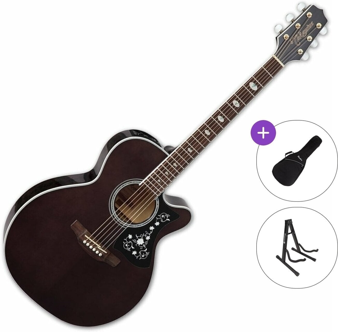 Elektroakustinen kitara Takamine GN75CE Standard SET Transparent Black Elektroakustinen kitara