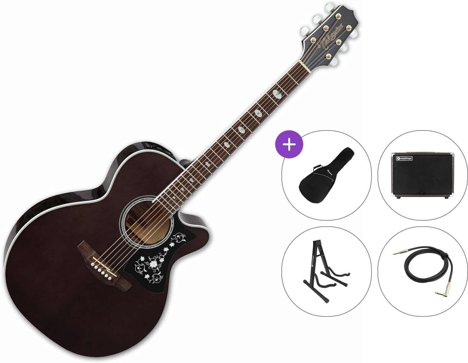 Elektroakustinen kitara Takamine GN75CE Premium SET Transparent Black Elektroakustinen kitara