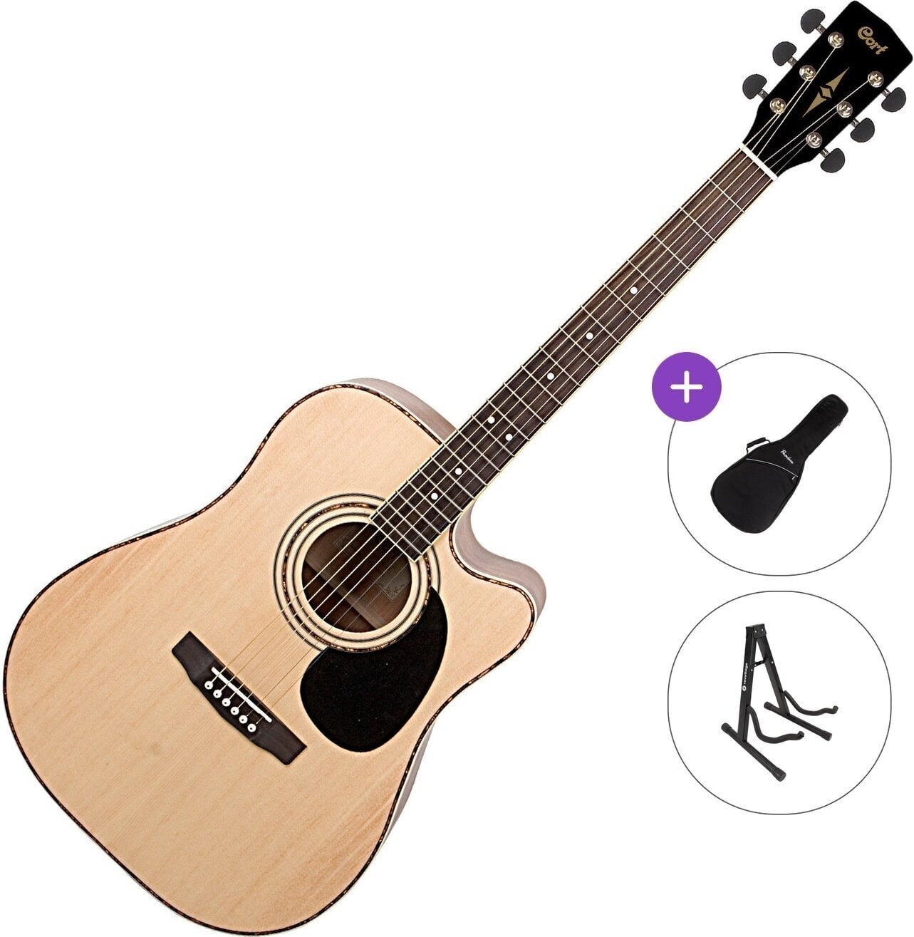 Elektro-akustična Dreadnought Cort AD880CE Standard SET Natural Satin Elektro-akustična Dreadnought