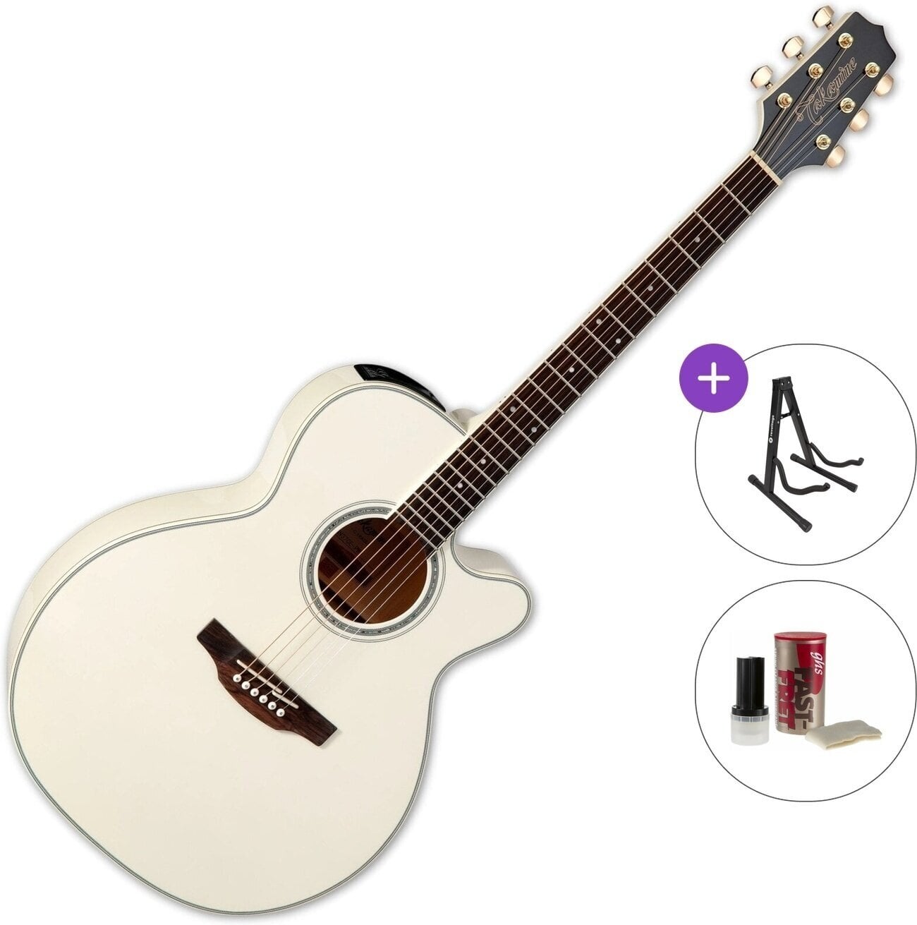 elektroakustisk guitar Takamine GN37CE PW Standard SET Pearl White elektroakustisk guitar