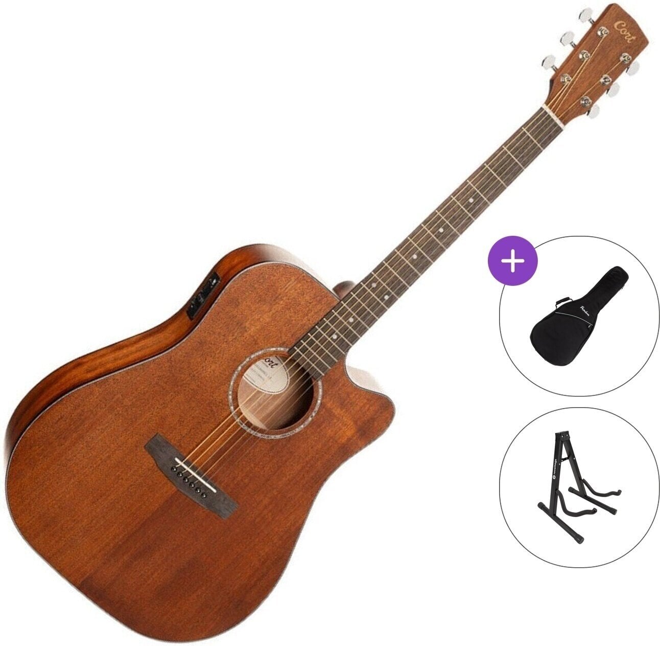 elektroakustisk gitarr Cort Earth 60MCE Standard SET Öppen por elektroakustisk gitarr