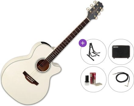 Elektroakustična jumbo Takamine GN37CE PW Premium SET Pearl White Elektroakustična jumbo - 1