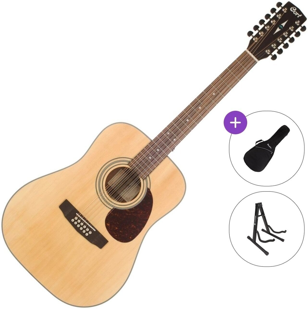 12-snarige akoestische gitaar Cort Earth 70-12 Standard SET Open Pore Natural 12-snarige akoestische gitaar