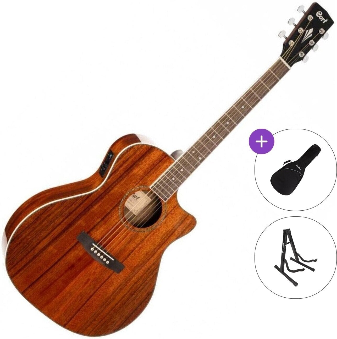 Chitarra Semiacustica Jumbo Cort GA-DAO Standard SET Natural Chitarra Semiacustica Jumbo