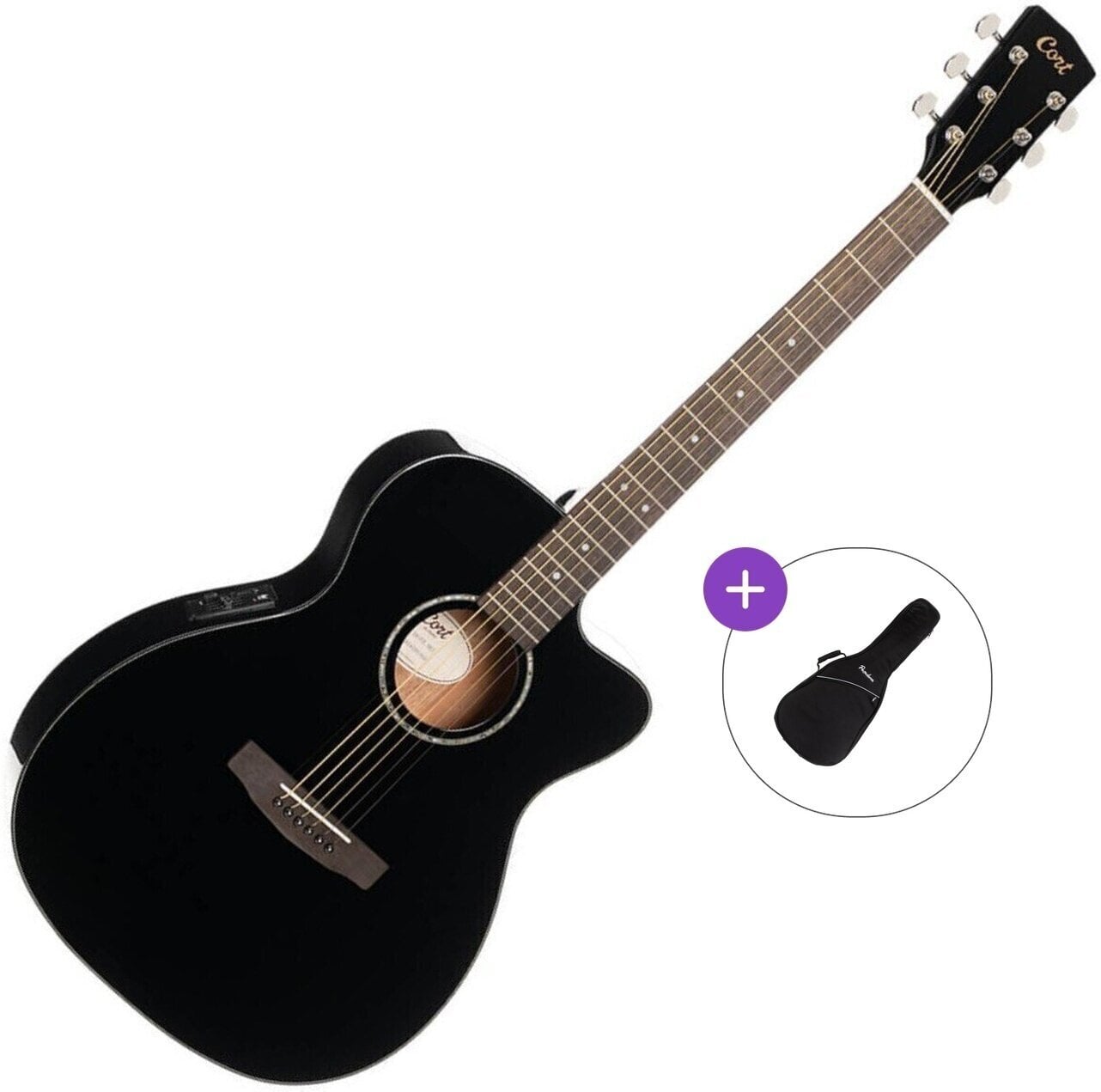 Chitarra Semiacustica Jumbo Cort L60CE Basic SET Black Gloss Chitarra Semiacustica Jumbo