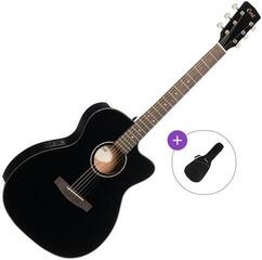 Jumbo elektro-akoestische gitaar Cort L60CE Basic SET Black Gloss Jumbo elektro-akoestische gitaar
