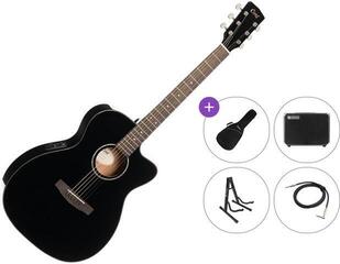 Jumbo elektro-akoestische gitaar Cort L60CE Premium SET Black Gloss Jumbo elektro-akoestische gitaar