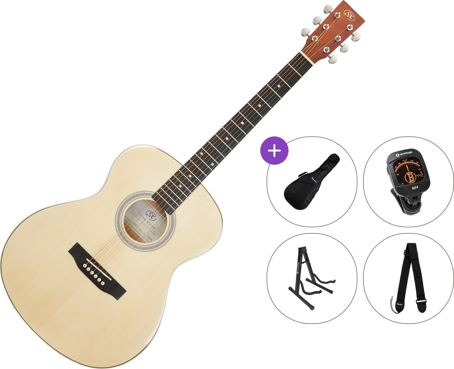 Folkkitarr SX SO204G Premium SET Natural Folkkitarr