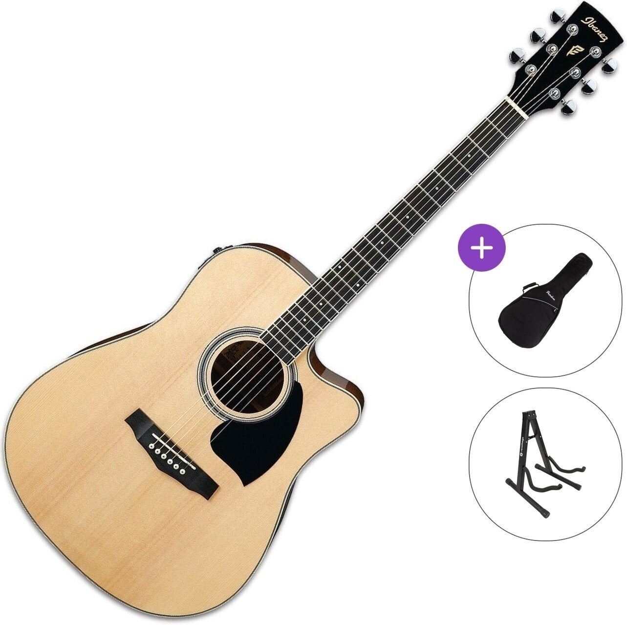 elektroakustinė gitara Ibanez PF15ECE-NT Standard SET Natural elektroakustinė gitara