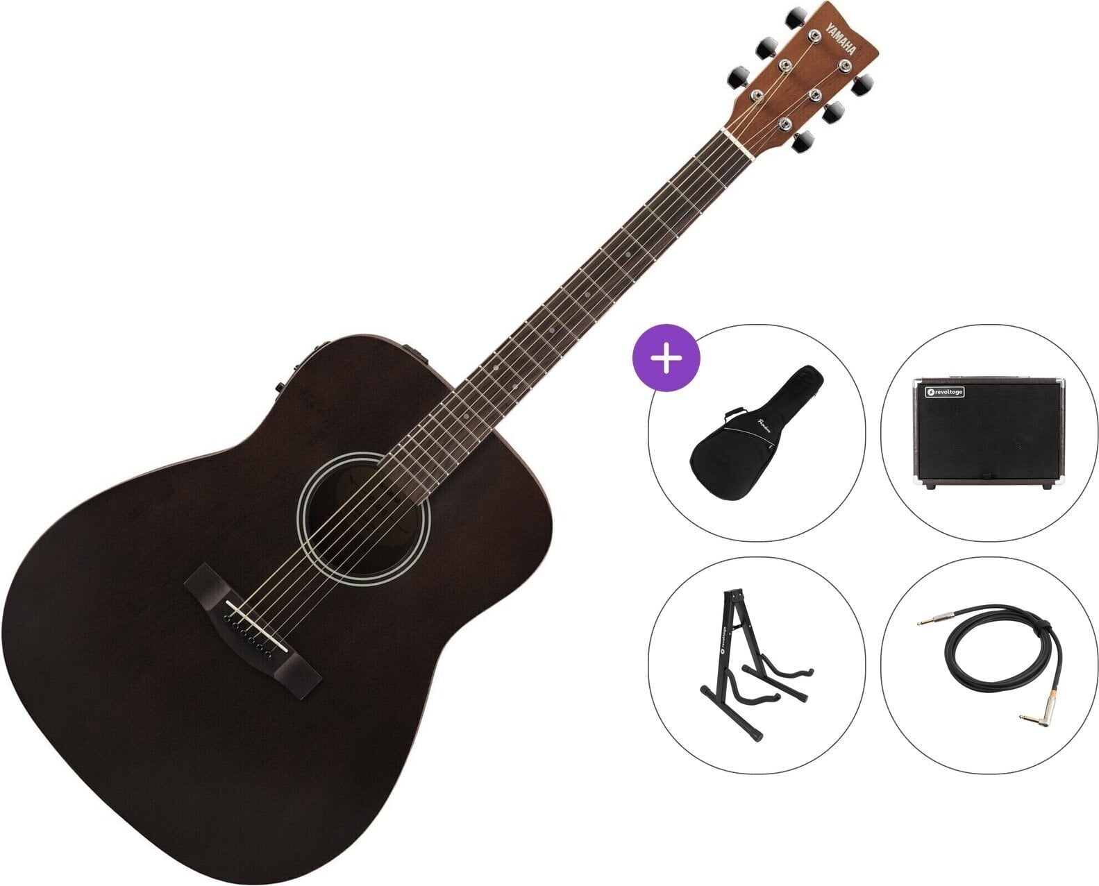 elektroakustisk gitarr Yamaha FX400 Premium SET Smoky Black elektroakustisk gitarr