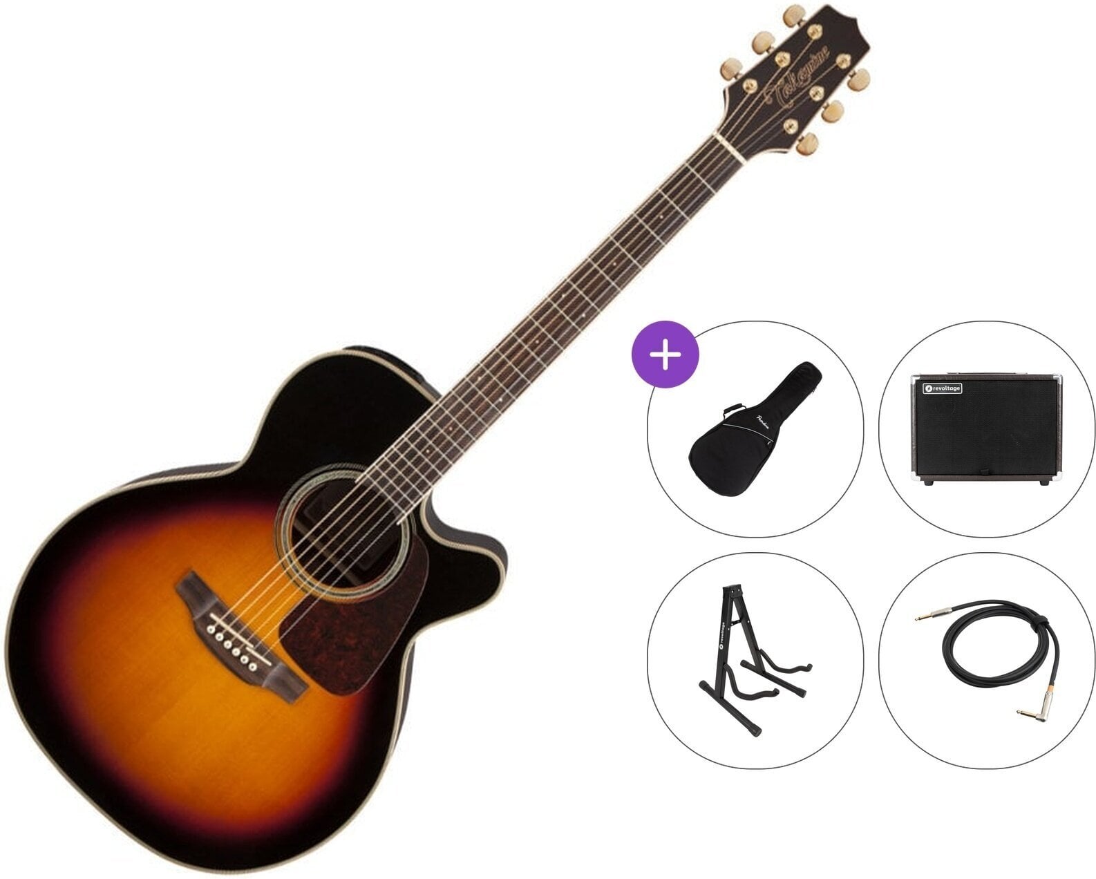 Chitarra Semiacustica Jumbo Takamine GN71CE Premium SET Brown Sunburst Chitarra Semiacustica Jumbo