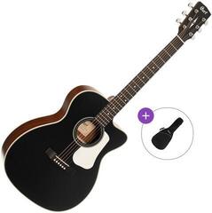 Jumbo Elektro-Akustikgitarren Cort L100OCF-CED Basic SET Black Satin Jumbo Elektro-Akustikgitarren