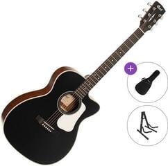 Jumbo Elektro-Akustikgitarren Cort L100OCF-CED Standard SET Black Satin Jumbo Elektro-Akustikgitarren