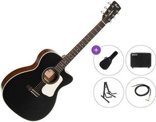 Jumbo Elektro-Akustikgitarren Cort L100OCF-CED Premium SET Black Satin Jumbo Elektro-Akustikgitarren