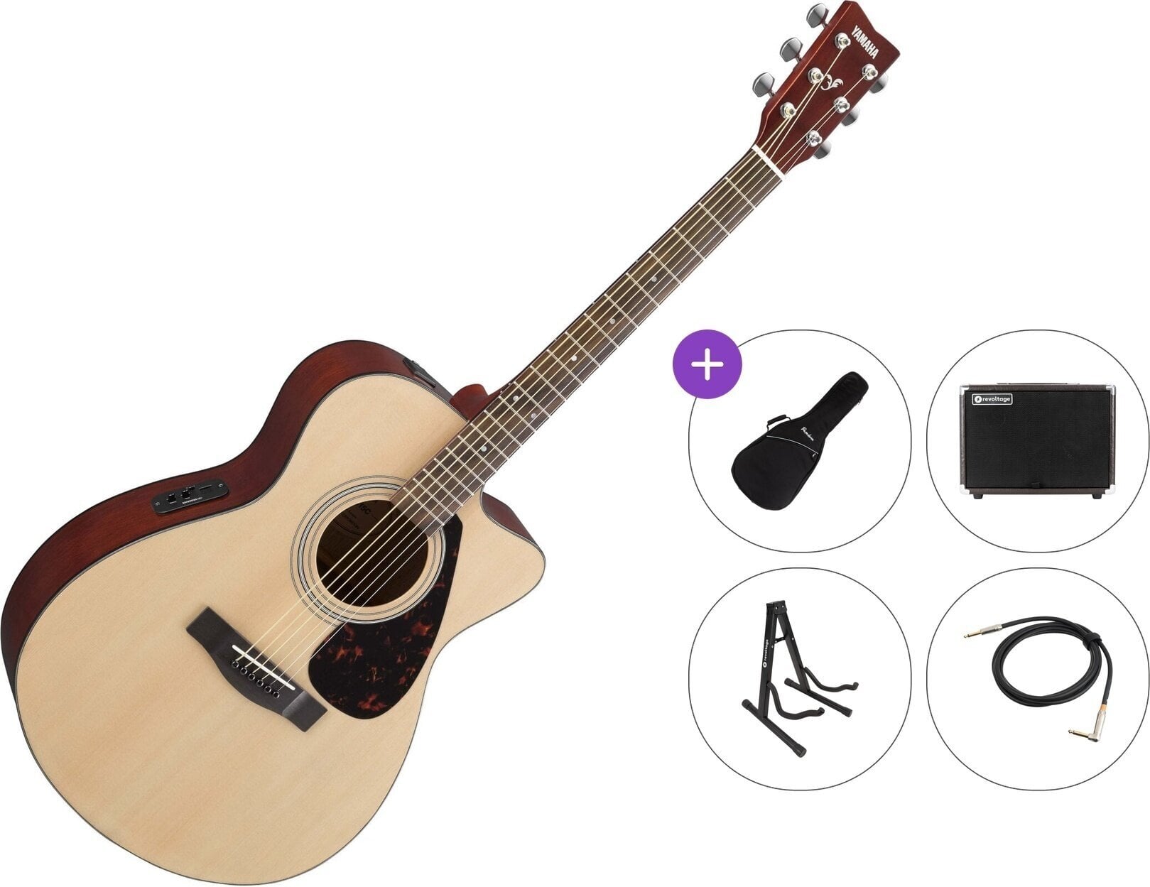Dreadnought Elektro-Akustikgitarren Yamaha FSX 315C Premium SET Natural Dreadnought Elektro-Akustikgitarren
