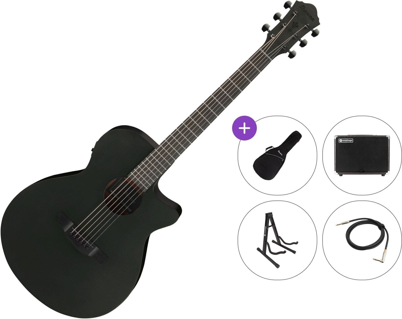 Elektroakustinen kitara Ibanez AEG621-BOT Premium SET Black Out Elektroakustinen kitara