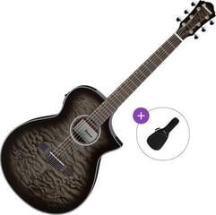 Elektroakustična jumbo Ibanez AEWC16QA-TKH Basic SET Transparent Black Sunburst Elektroakustična jumbo