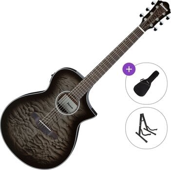 Jumbo Elektro-Akustikgitarren Ibanez AEWC16QA-TKH Standard SET Transparent Black Sunburst Jumbo Elektro-Akustikgitarren - 1