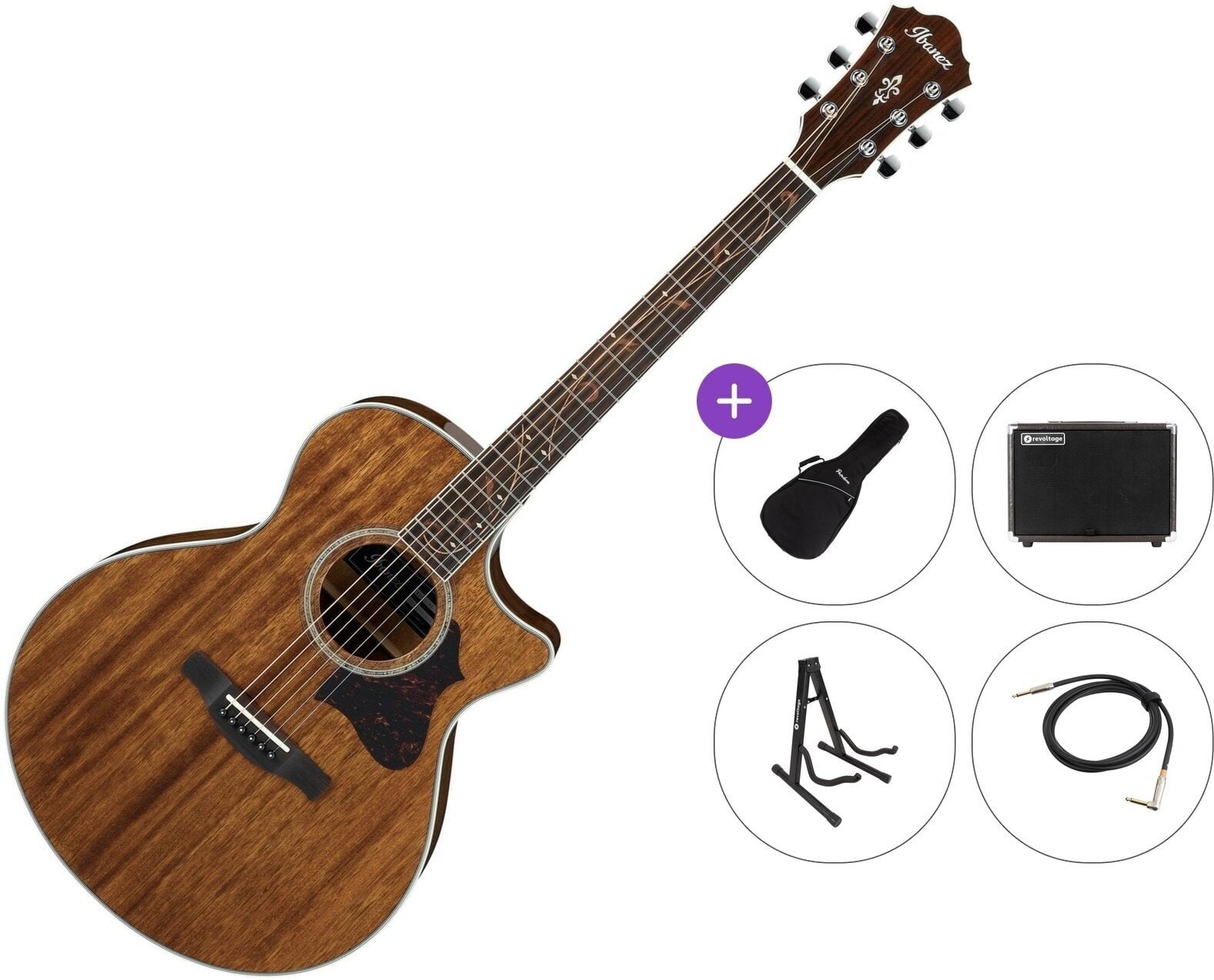 guitarra eletroacústica Ibanez AE245-NT Premium SET Natural guitarra eletroacústica