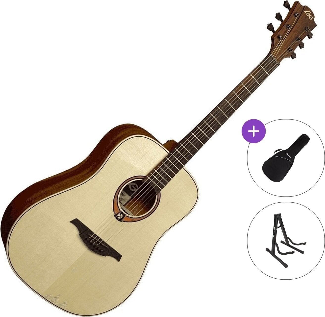 Dreadnought-gitarr LAG Tramontane 88 T88D Standard SET Natural Dreadnought-gitarr