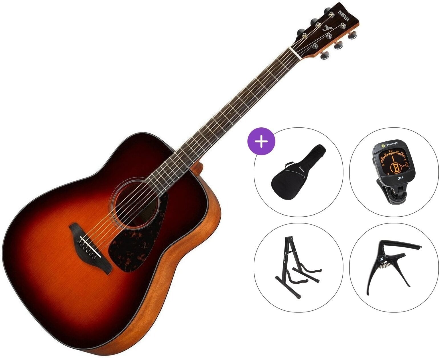 Dreadnought-kitara Yamaha FG800 Premium SET Brown Sunburst Dreadnought-kitara