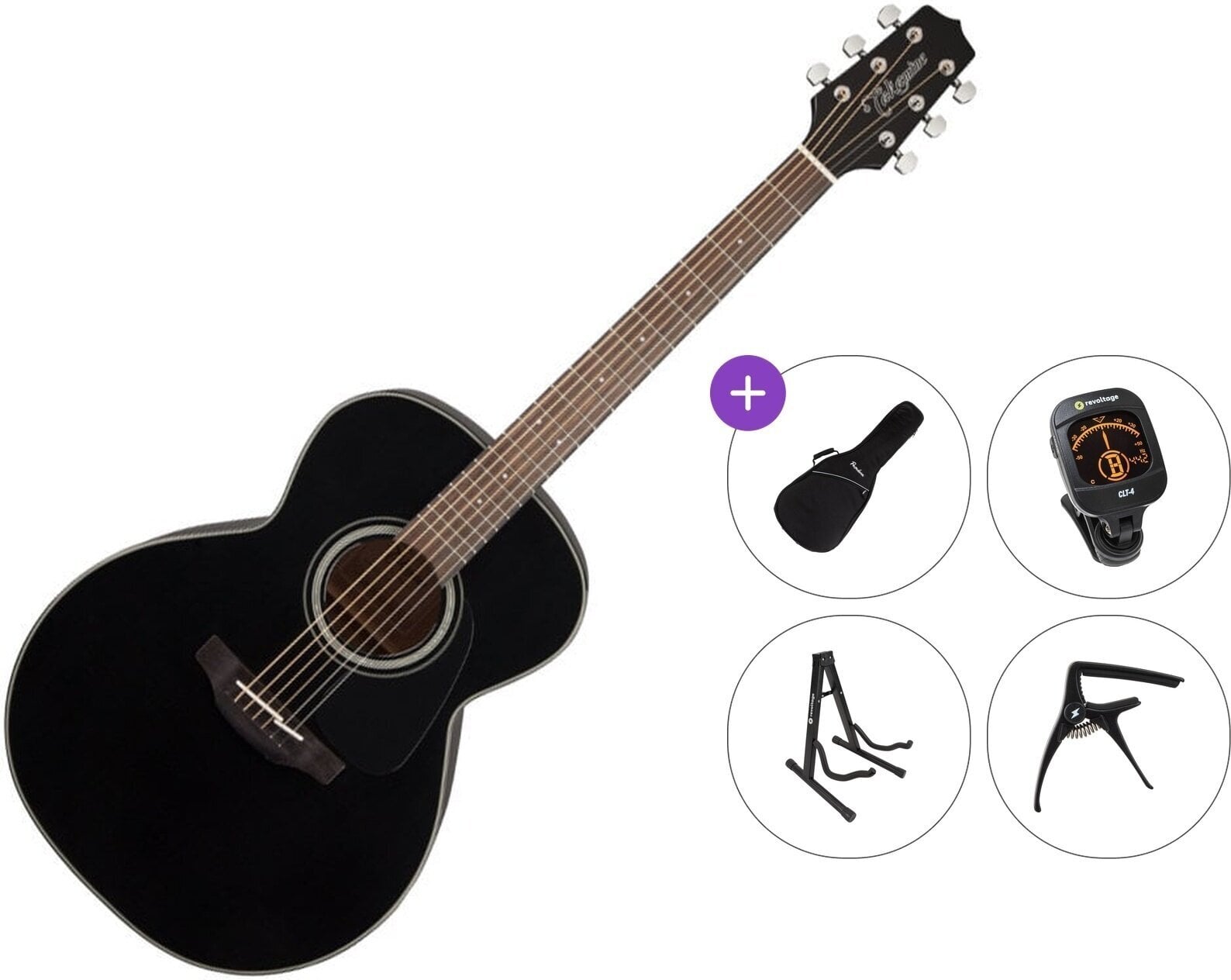 Jumbo Guitar Takamine GN30 Premium SET Black Jumbo Guitar
