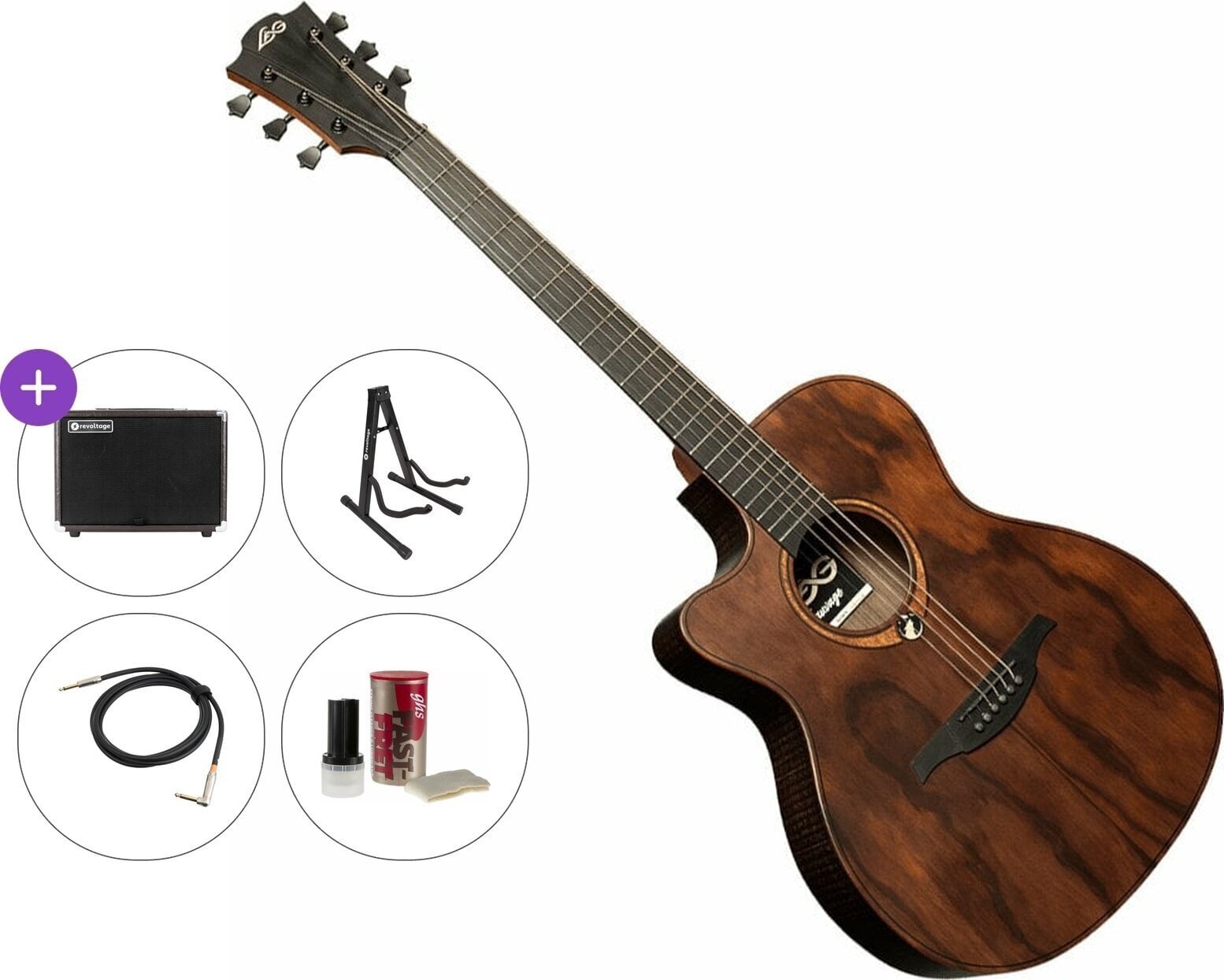 Guitarra electroacustica LAG Sauvage ACE L Premium SET Natural Guitarra electroacustica