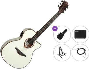 Guitare Jumbo acoustique-électrique LAG Tramontane 118 T118ASCE-IVO Premium SET Ivory Guitare Jumbo acoustique-électrique