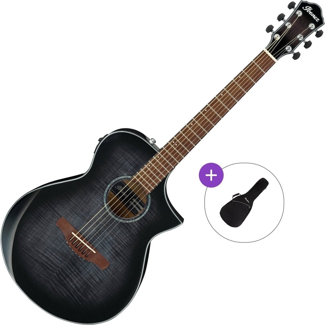 electro-acoustic guitar Ibanez AEWC400-TKS Basic SET Transparent Black Sunburst electro-acoustic guitar