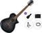 Chitarra Semiacustica Jumbo Ibanez AEWC400-TKS Premium SET Transparent Black Sunburst Chitarra Semiacustica Jumbo