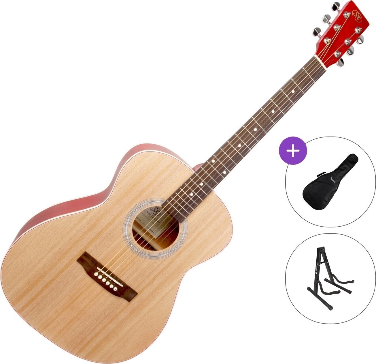 Akustická gitara SX SO204 Standard SET Natural-Transparent Red Akustická gitara