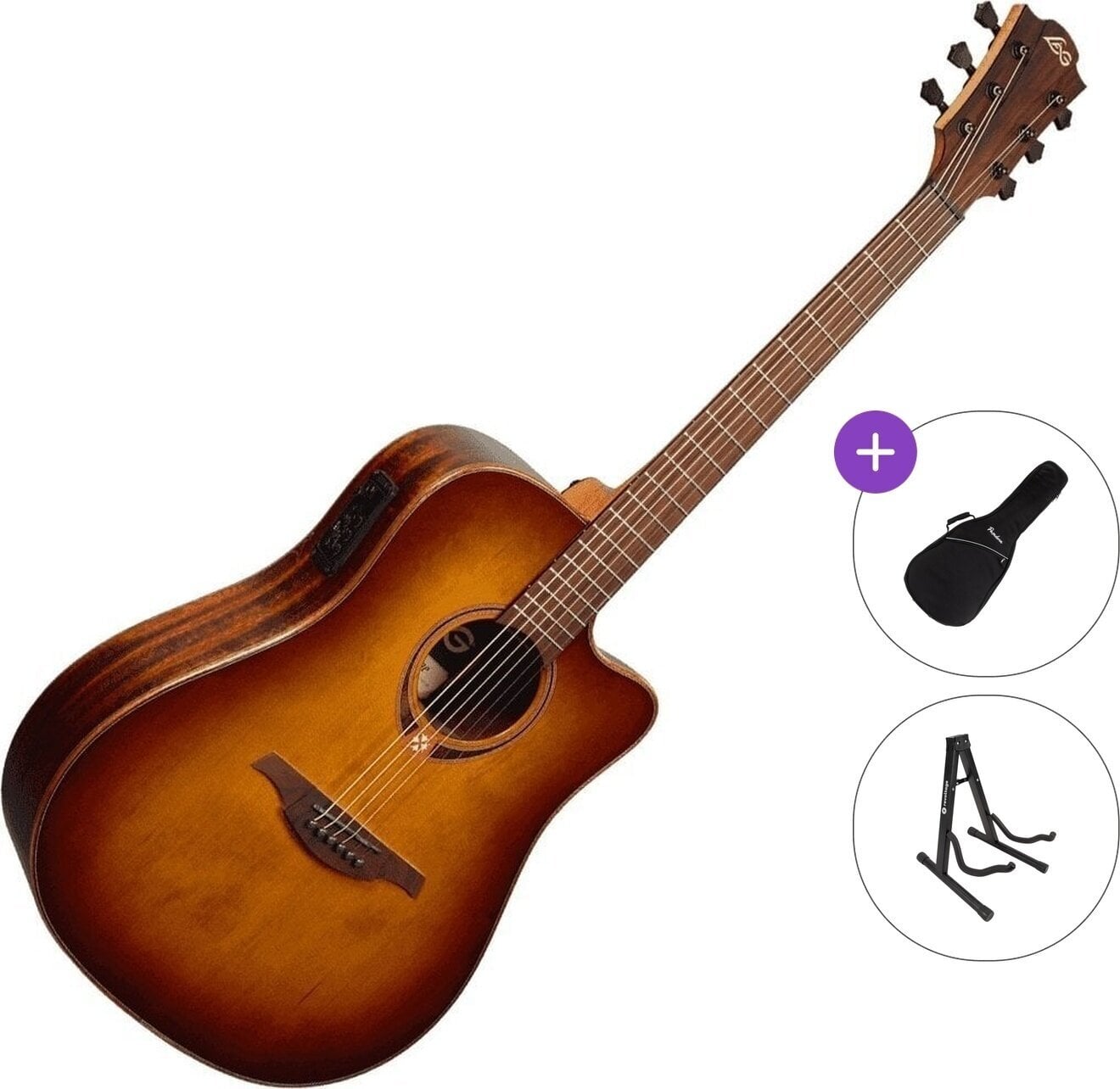Dreadnought Ηλεκτροακουστική Κιθάρα LAG Tramontane 118 T118DCE Standard SET Brown Shadow Dreadnought Ηλεκτροακουστική Κιθάρα