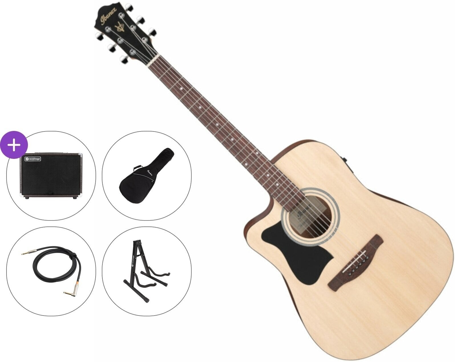 Dreadnought Ηλεκτροακουστική Κιθάρα Ibanez V40LCE-OPN Premium SET Open Pore Natural Dreadnought Ηλεκτροακουστική Κιθάρα