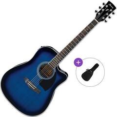 Elektroakustická gitara Dreadnought Ibanez PF15ECE-TBS Basic SET Transparent Blue Sunburst Elektroakustická gitara Dreadnought