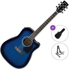 Elektroakustická gitara Dreadnought Ibanez PF15ECE-TBS Standard SET Transparent Blue Sunburst Elektroakustická gitara Dreadnought