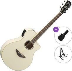 Chitarra Semiacustica Jumbo Yamaha APX600 Standard SET Vintage White Chitarra Semiacustica Jumbo