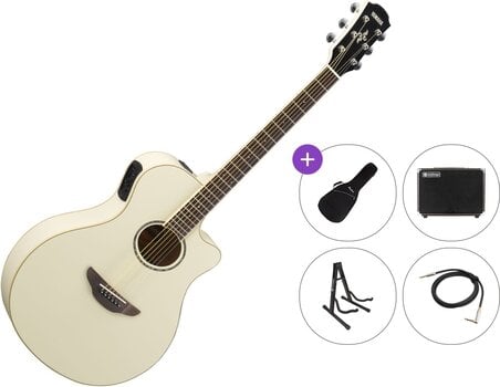 Chitarra Semiacustica Jumbo Yamaha APX600 Premium SET Vintage White Chitarra Semiacustica Jumbo - 1