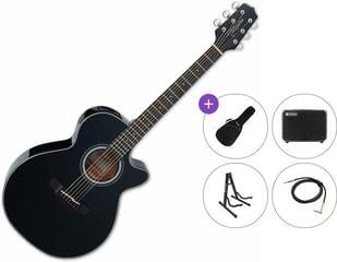 Jumbo elektro-akoestische gitaar Takamine GF30CE-BLK Premium SET Black Jumbo elektro-akoestische gitaar