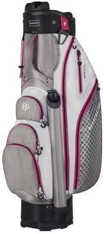 Borsa da golf Cart Bag Bennington QO 9 Lite Grey/White/Pink Borsa da golf Cart Bag