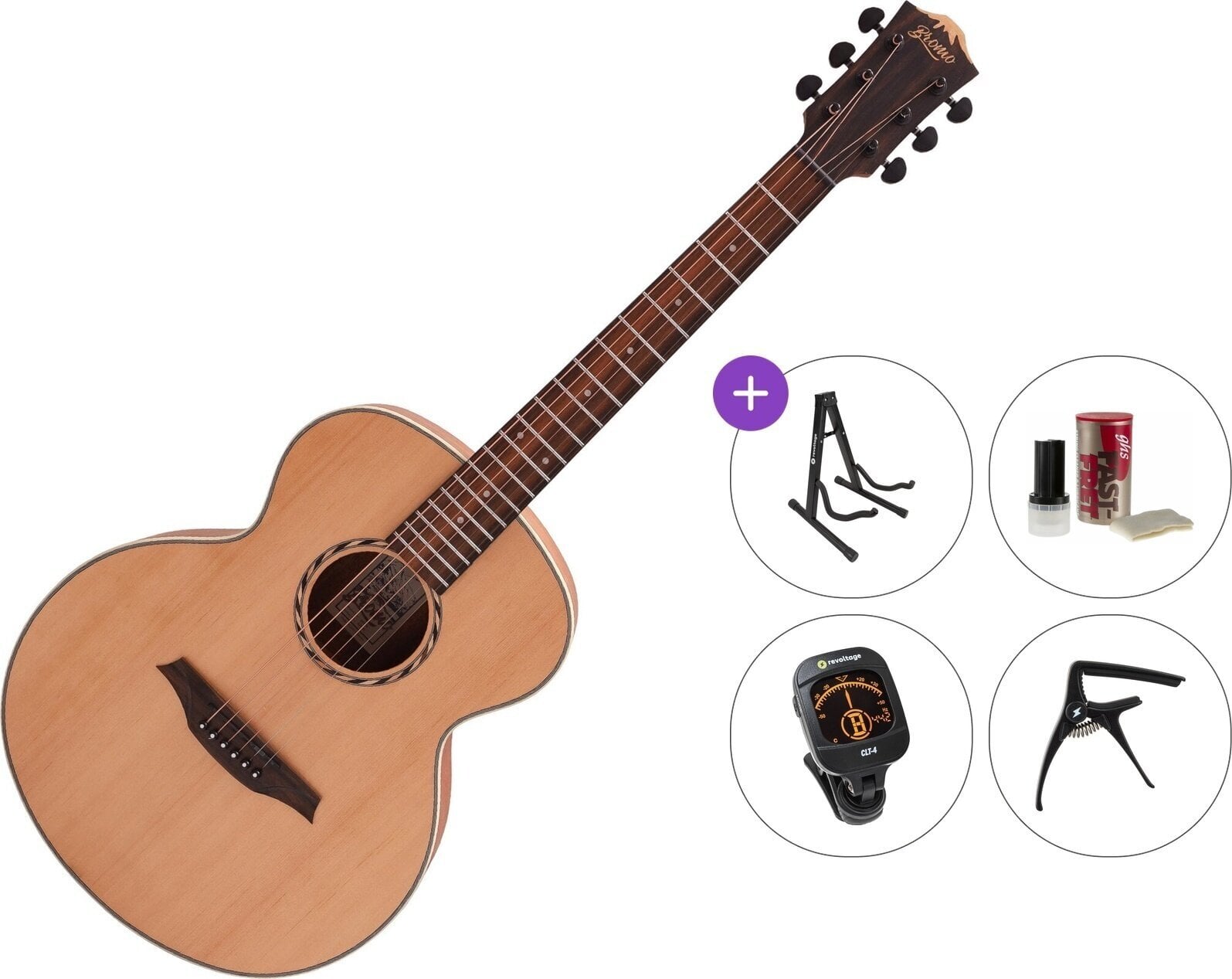 Jumbo Akustikgitarre Bromo BAA8S Premium SET Natural Jumbo Akustikgitarre