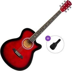 Guitare acoustique Jumbo Pasadena PGC-10 Basic SET Red Burst Guitare acoustique Jumbo