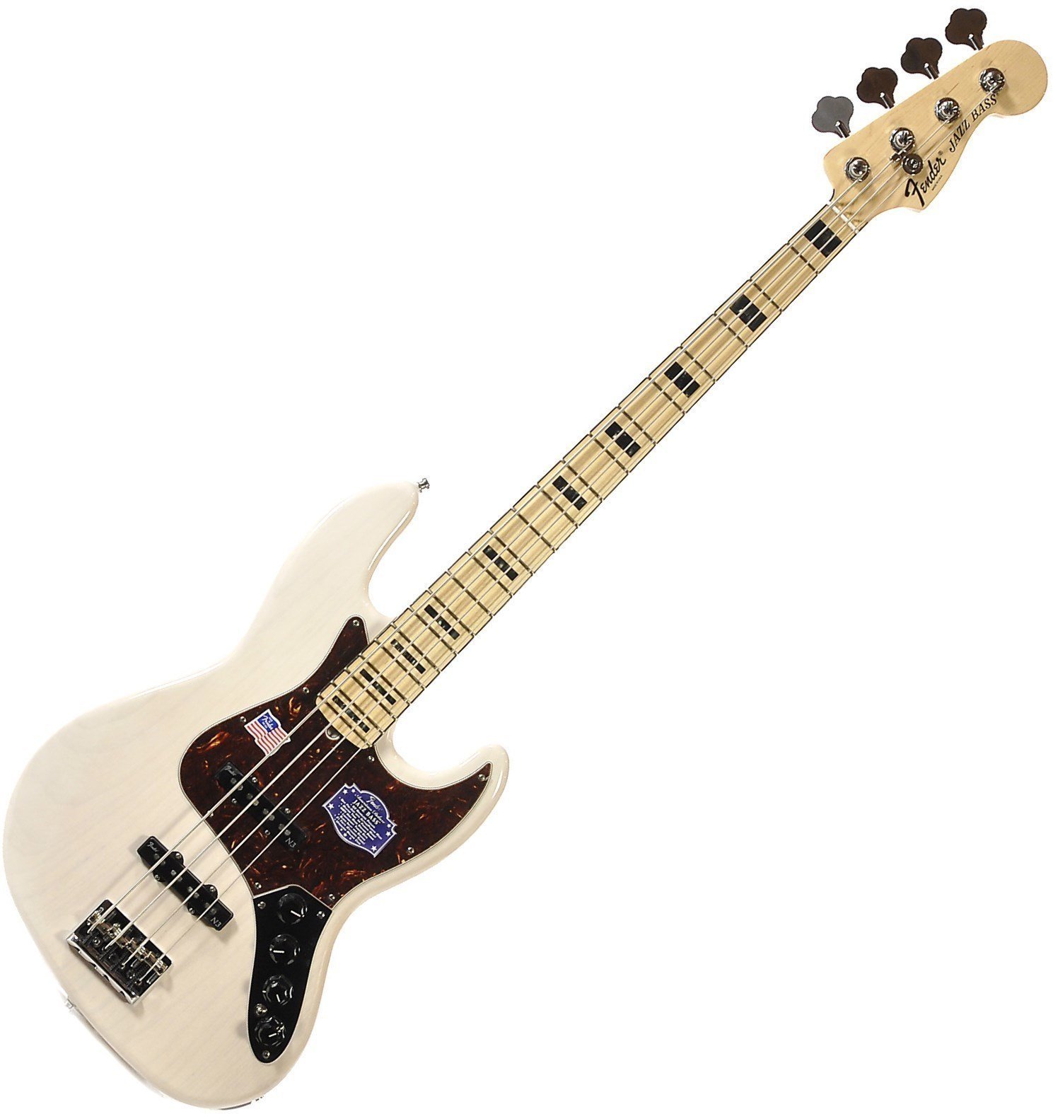 Basse électrique Fender American Deluxe Jazz Bass Ash, Maple Fingerboard, White Blonde