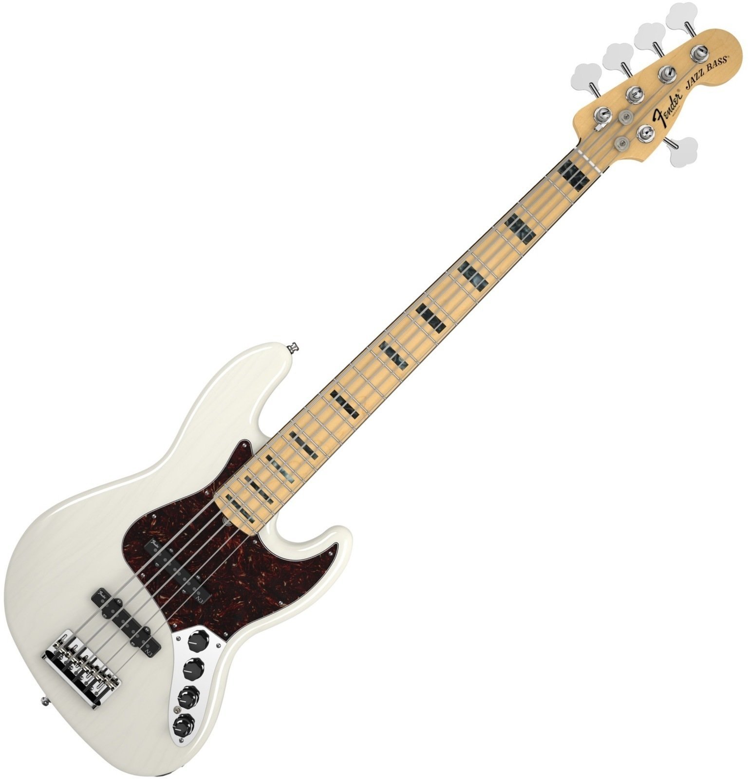5-saitiger E-Bass, 5-Saiter E-Bass Fender American Deluxe Jazz Bass V (5-String) Ash, Maple Fingerboard, White Blonde
