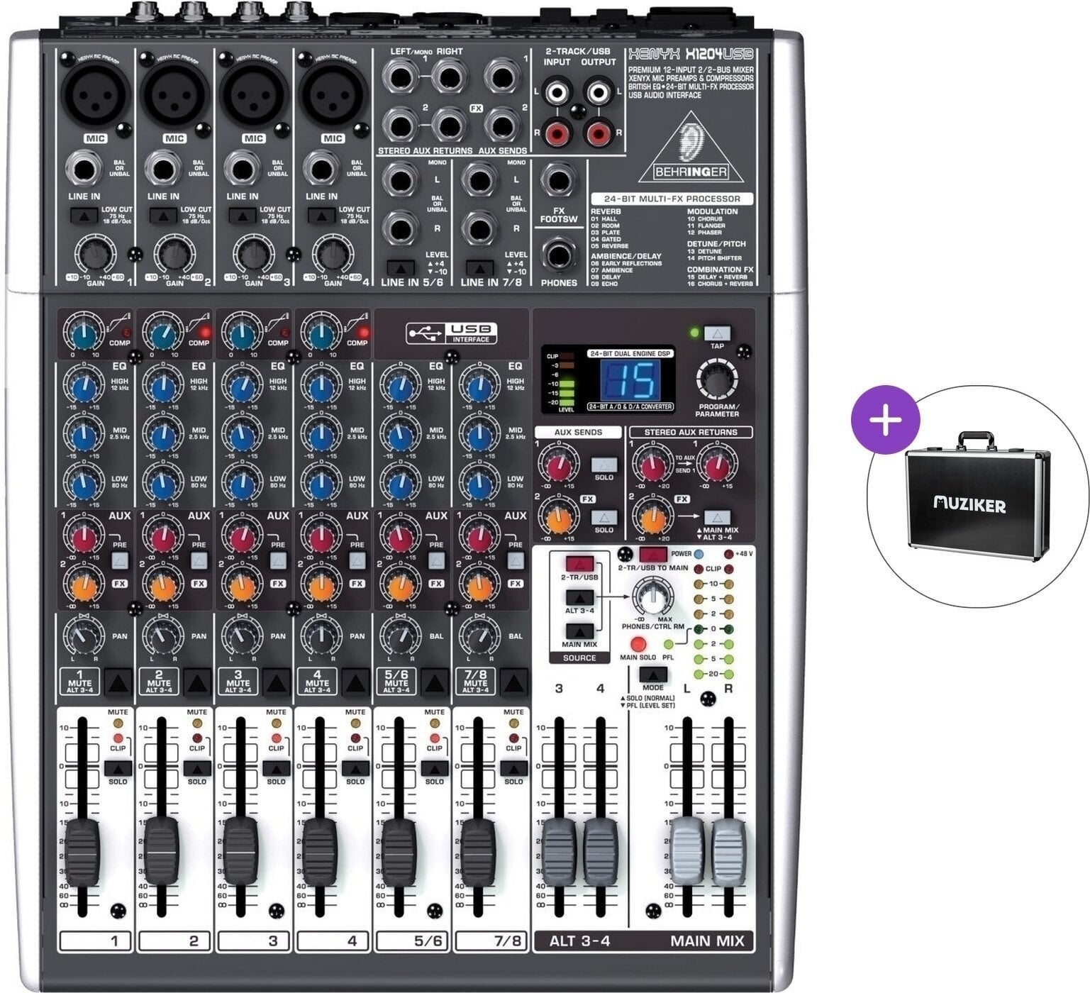Analogni mix pult Behringer XENYX X 1204 USB Basic SET Analogni mix pult