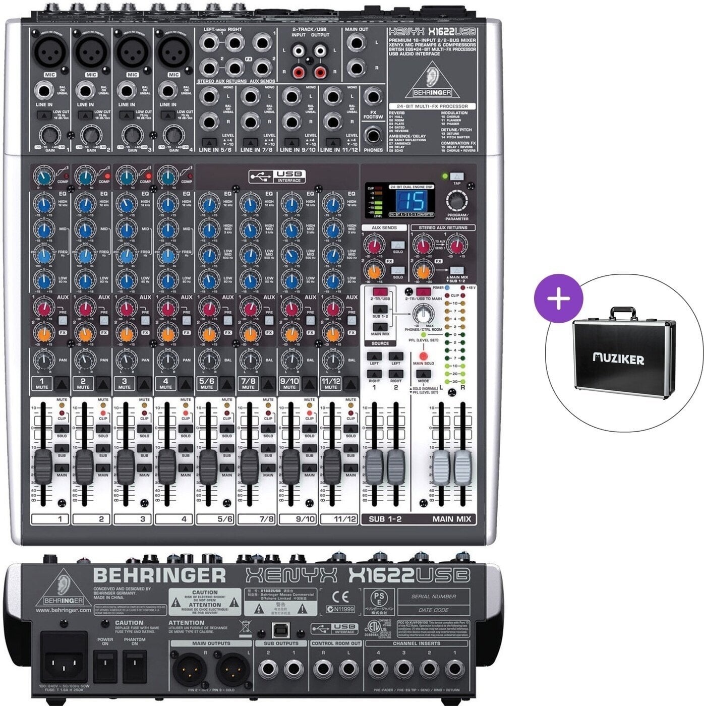 Analogni mix pult Behringer XENYX X 1622 USB Basic SET Analogni mix pult