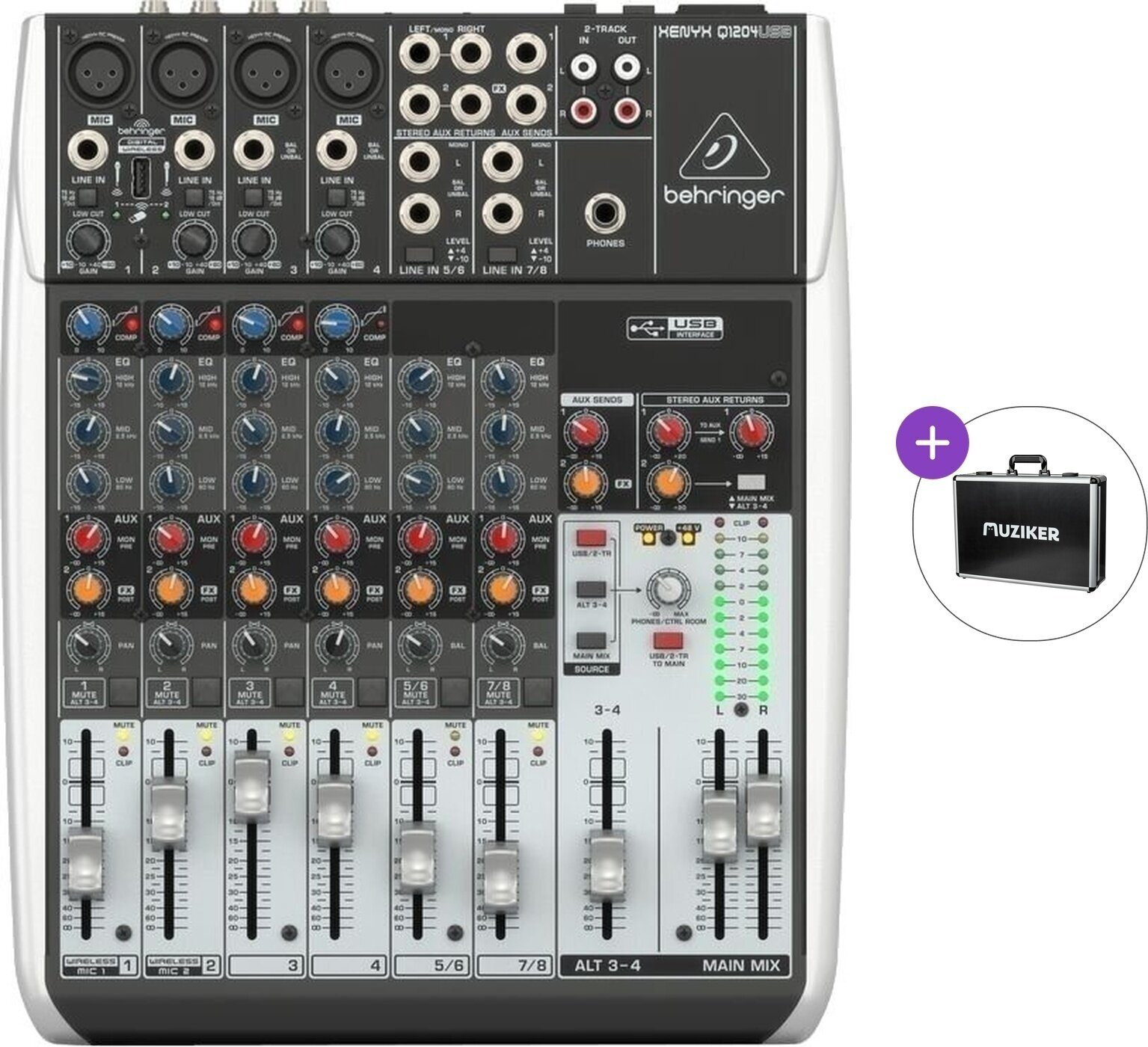 Analogni mix pult Behringer XENYX Q1204 USB Basic SET Analogni mix pult